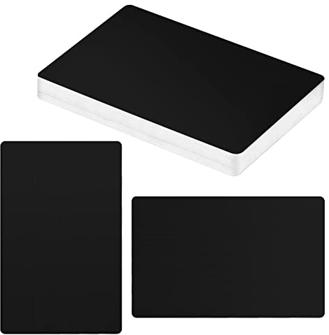 50 Stücke Metall Visitenkarten, Laser Gravierte Metall Karte, Aluminium Leere Visitenkarten Metallplatte 8.6 cm x 5.4 cm x 0.2 mm für Kunden Geschäfts DIY Geschenkkarten (Schwarz)