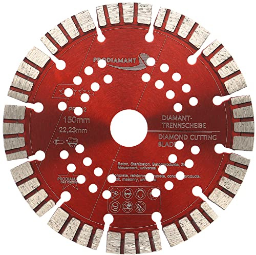 PRODIAMANT Disque diamant turbo béton 150 mm x 22,23 mm - hauteur de segment 12 mm, lame diamant pour meuleuse d’angle