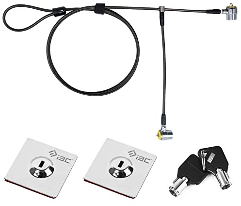 I3C Laptop Lock, Combination Security Lock Cable with Keys and Anchor Plate, Anti Theft Lock for Business Electronics, Monitors, Tablets, Smart Phones (2 Laptop Locks Head)