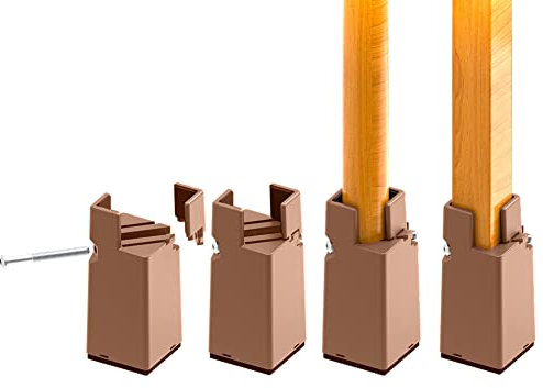 RCHYFEED Elevadores de Cama Ajustable para Muebles de 10cm con Abrazadera de Tornillo, 4 unidades 4'' Elevador Cama para Patas de Mesa Sofá Armarios Cuadradas y Redondas de 0,8 a 1,6 pulgadas de Ancho