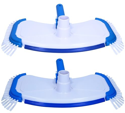 Amapool Pool Bodensauger Set 2 Stück - Schwimmbad Bürste mit 32/38 mm | Schwere Ausführung mit 12 Borsten, ideal für Kanten in Aufstellpools, kompatibel mit 28 mm Teleskopstangen, Blau-Weiß