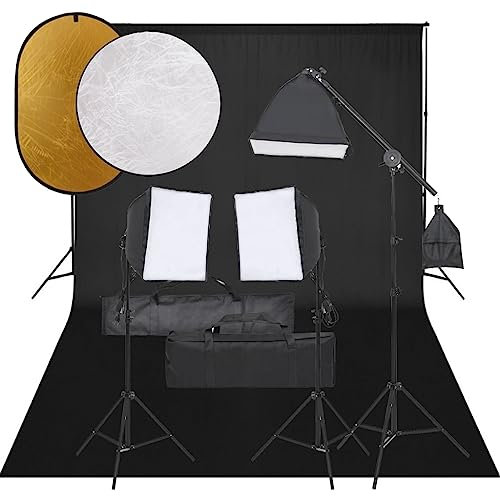 vidaXL Fotostudio-Set mit Beleuchtung, Hintergrund und Reflektor, Studio-Kit, Tageslicht-Lampe, Studio-Beleuchtung-Set, Studio-Licht, Fotografie-Licht