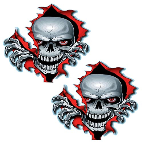 duoyif Skull Aufkleber Auto Totenkopf Sticker Moto 14x15cm 2 Stücke | Totenköpfe Autoaufkleber, Stickers Moto Schädel Aufkleber Motorrad, Vintage Aufkleber FüR Motorrad Auto Halloween Karneval