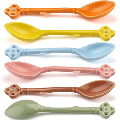 Lot de 6 cuillères à café en céramique | Pour café, dessert, thé, crème glacée