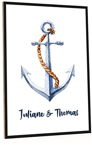 GRAVURZEILE Holzschild mit Spruch - Anker - Personalisiert mit Name - Moderne Kunstdrucke auf Holz - Wand Dekoration im Maritim Vintage Look für Sie & Ihn - Geschenk zum Valentinstag