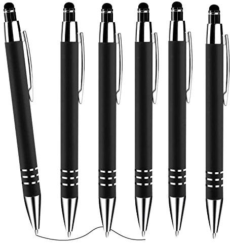 Cobee Stylus Tip Kugelschreiber, 6 Stück 1,0 mm Einziehbarer Kugelschreiber Mittlere Spitze Glatter Schreibstift Schwarze Tinte Metallstift Stylus Schöner Stift für Touchscreens