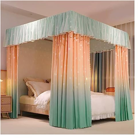Betthimmel Luxus Bett Baldachin, Familie Hotel Schlafzimmer Bett Vorhänge, Bettbezug Für 1.2m/1.5m/1.8m/2m Einzelbett, Geeignet Für Alle Jahreszeiten (Color : Style1, Size : 180x200x200cm)
