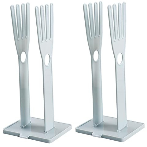 Neroyaner Kitchen Glove Holder 2 Sets Kitchen Washing Glove Drying Rack with Towel Storage Hole and Drain Outlet Cleaning Dryer with Detachable Base Storage Stand