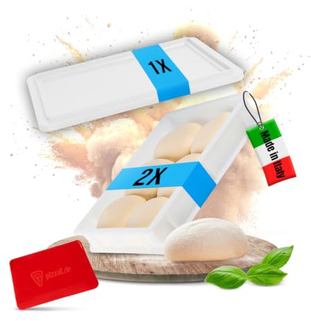 FUMOSA ital. Pizzaballen-Box Set »Home« (40x30x7) | Teigwanne | Teigbox | Pizzabox | Gärbox | Teigkiste | + gratis Teigkarte (2x Box + 1x Deckel)