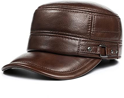 Lederhüte für Herren und Damen Echtes leder männer milit-ary hüte braun schwarzes echtes leder warm dicker russischer winter männliche armeekappe Warmes und süßes Geschenk ( Color : Yellowish-brown ,
