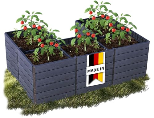 Garantia Ergo Quadro U L 75 Hochbeet Wood, inkl. Flora Wassersparsystem | Blumentopf, Hochbeete für Garten, Pflanzkübel Groß Außen, Blumenkasten, Blumentopf Hoch, Blumenkübel, Blumenkübel Outdoor