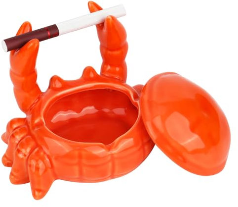 Trendecor Cute Crab Ashtray for Outdoor, Ashtray with Lid, Anti Fly Ash, Ceramic Cigar Ashtray, Ornaments, Home Decoration for Home, Desk, Patio