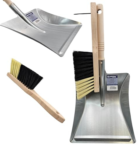 Painter - Handfeger und Schaufel mit Holzstiel - Kehrschaufel Set - Handbesen und Kehrblech Metall - Griff aus Holz, Kehrbesen mit Kunststoffbürsten - Kehrblech, Kehrgarnitur, Kehrset