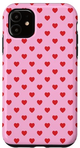 Carini Mini Cuori Rossi su Sfondo Rosa per Ragazze Custodia per iPhone 11