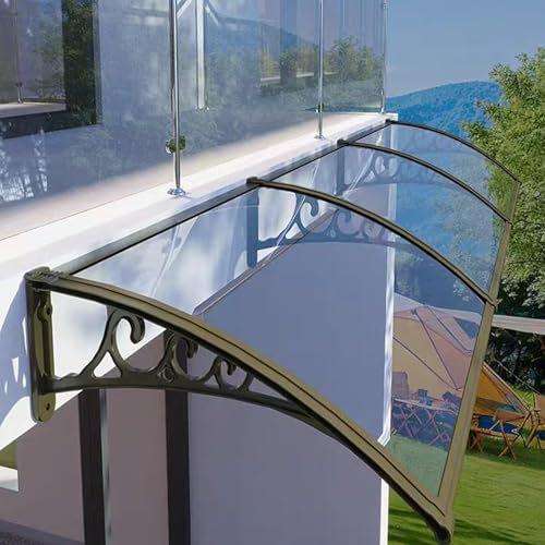 Polycarbonat-Markise für Haustür, stoßfest, Veranda-Markise für Tür und Fenster, UV-Schutz, 4 Farben, gewölbte Markise (60 x 60 cm / 24 x 24 A)