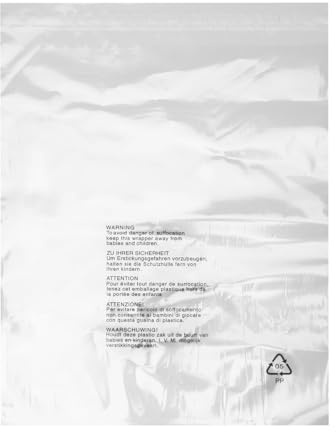 Realm Clear Transparent Plastic Self Seal Garment Clothing Retail Bags With Safety Warning Various Sizes Various Pack Sizes (10 inch x 12 inch Pack of 100)