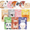 JAWUZ 7 Pezzi Set Maschere Viso,Maschera Viso Tessuto,Maschera Viso Idratante,Maschere Per Il Viso Viene Fornito Con Graziose Stampe Di Animali,Adatto a Tutti i Tipi Di Pelle
