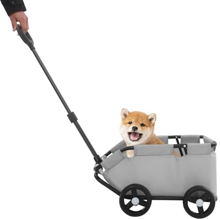 Mini-Hundewagen für Haustiere,Faltbar Travel Haustier Kinderwagen, Multifunktionaler Einkaufswagen mit ausziehbarem, Outdoor-Wagen für kleine Hunde/Puppen/Spielzeug (Schwarz/Grau/Rosa) (Grau)