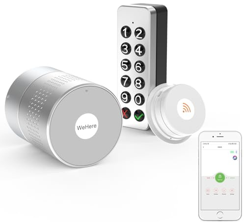 WeHere WiFi Smart Door Lock with keypad, Smart Lock Keyless Entry for Front Door, Digital Door Lock with Bluetooth&Code &Remote Control &Auto Lock, Fits Your Existing Euro Profile Cylinder