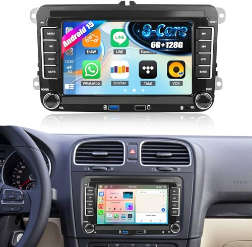 Android 15, 6G+128G 8Core GOHHDL Autoradio 2Din mit Navi für VW Golf 5 6 Passat Polo Tiguan, 7 Zoll Bildschirm Touch Display Auto Radio mit GPS WiFi Bluetooth FM/RDS Radio EQ SWC Rückfahrkamera&MIC