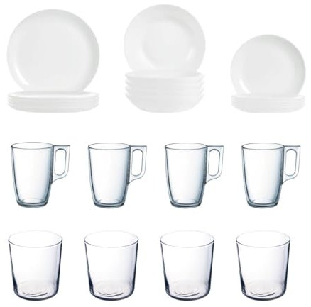 Luminarc Apartamento Set Apartamento 20 Piezas - 4 Personas Opal Apto Microondas Ecológico