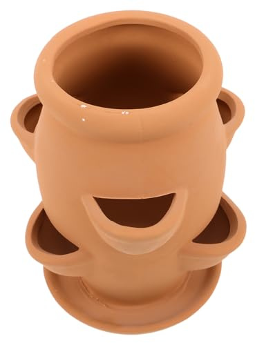 TOYANDONA Multi Pocket Strawberry Tower Planter - Lightweight Clay Pot for Succulents Small Flowers Indoor Outdoor Decorative Plant Container 7.48X5.91X5.91In