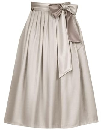 Damen Dirndl Schürze Midi Lang, Dirndlschürzen Hochzeit Mittelalter Oktoberfest Trachtenrock Festlich Dirndlrock Plisseerock Für Bayrische Tracht Sommer Grosse Grössen Faltenrock (Aprikose,XL)