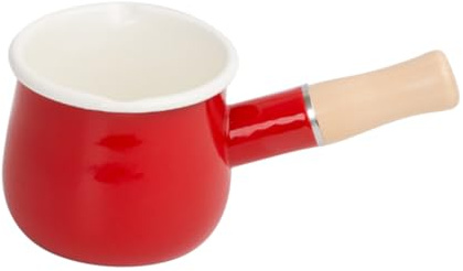 Zerodeko Emaille Milchtopf Rot Kleiner Futtertopf Multifunktionaler Küchen Saucen und Milchtopf Induktionsgeeignet Dickwandig für Gleichmäßige Wärmeverteilung Sicherer Griff Vielseitig für