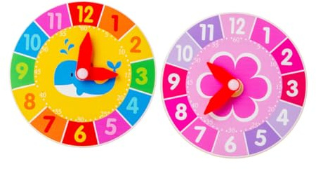 UPKOCH Relojes de Juguete Educativos de Plástico para Niños, Pack de 2 Piezas, Aprendizaje Cognitivo y Entrenamiento de Coordinación, Juguetes Creativos para Jugar