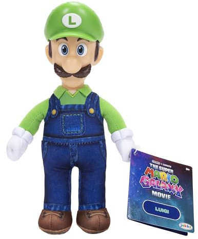 The Super Mario Galaxy Movie Luigi Jumbo Plush 9 | Officially Licensed by Jakks Pacific, Plush with Sculpted Roto Head, Super Mario Collectible Plush, for 3+
