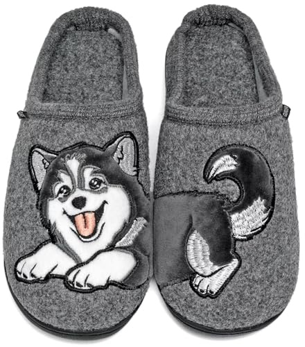 GURGER Zapatillas de Estar por Casa Hombre Mujer con Bordado de Animales, Antideslizante Cálidas y Cómodas
