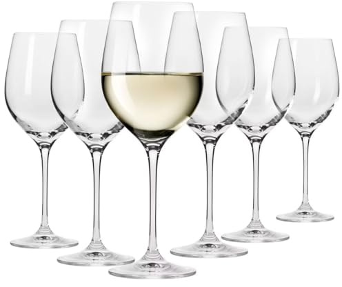 Krosno | Calici da vino bianco | Set da 6 x 430 ml | Collezione Harmony | Nero sottile | Stelo lungo | Forma classica | Design elegante | Cristallo senza piombo | Lavabili in lavastoviglie