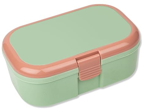 Tapirella Brotdose Kinder mit Fächern, Lunchbox Erwachsene, Farbe Mint-Rose, Schule, Büro, Kindergarten, Vesperbox