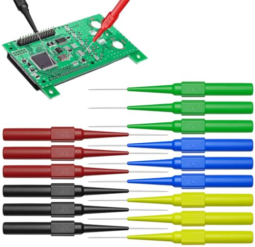 15pcs Back Probe Pins Multimeter Test Lead Kit Automotive Wire Piercing Diagnostic Needles for Car Circuit and Lab Electric Testing 5 Color Set