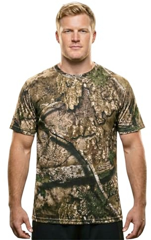 Realtree Edge Camo Crewneck Short Sleeve Unisex Hunting Cotton Shirt Scent Control Tee with Realtree Antler Logo (US, Alpha, Medium, Regular, Regular, Realtree Edge Embellished Antlers)