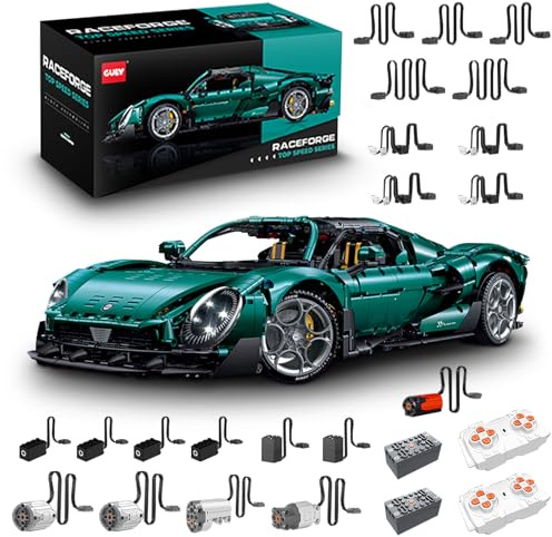 FigureArt Technik Sportwagen Auto Bausatz, GULY 10621, 3861 Teile mit Motoren und LED Ferngesteuert Auto MOC Klemmbausteine (Originalverpackung) (Dynamische Version)