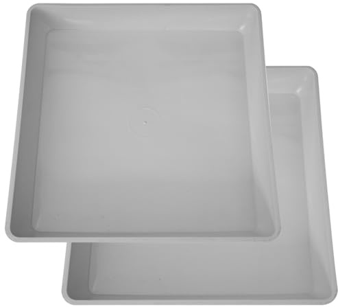 Vassoio raccogli acqua per piante | Sottovaso quadrato, 2 vassoi in plastica spessi 10 pollici, vassoio raccogli acqua resistente, sottovasi impermeabili per vasi da fiori per interni ed esterni