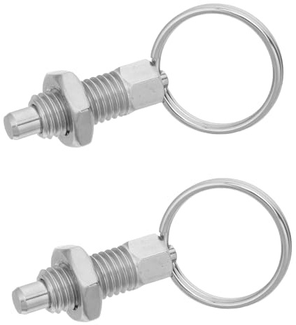 Garneck Pasador de Índice de Émbolo con Resorte de Acero Inoxidable M10, 2 Unidades, con Anillas de Tracción para Fijación y Reparación Industrial, Herramienta de Sujeción