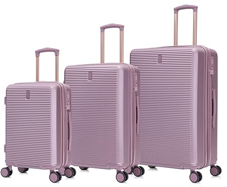 CELIMS - Set de Valise de Voyage | Ensemble de Bagages | 3 Pièces | Cabine, Moyenne, Grande | Serrure TSA | Extensible | 4 Doubles roulettes | Interieur Premium Coton | Rose Nuage