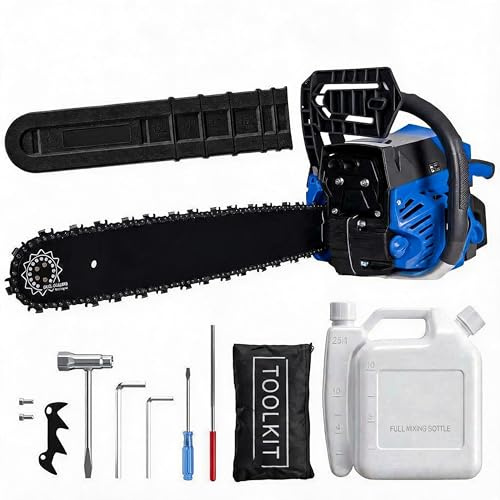 Koioplie Leistungsstarke Benzin-Kettensäge 52cc 50cm Schwert – 2-Takt Motor, 2,2 kW, Schnellstart, Anti-Vibrationssystem, Kettenbremse, ergonomischer Rutschfester Griff, doppelte Kraftstofftanks –