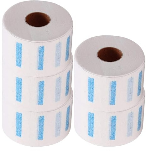 TOMETURE Bandes de Coiffage Jetables en Papier Blanc pour Salon Professionnel, Confortables et Extensibles, Adaptées à Différentes Tailles de Cou, Pack de 5 Rouleaux