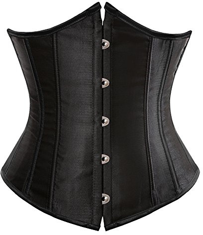 Grebrafan Damen Unterbrust Corsage Satin Shaper Korsett M Schwarz
