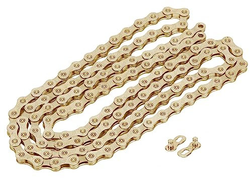 VGEBY Fahrradkette F90 Mountain Road Faltbare Fahrradkette Stahl 9-Fach verstellbares Fahrrad Fahrradzubehör(Gold)