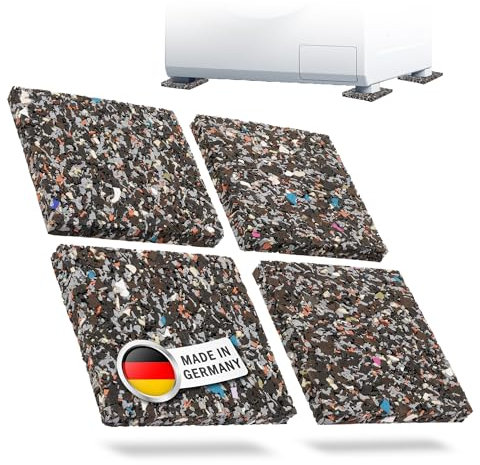 ECENCE 4 Piezas Almohadillas Amortiguadoras Antivibración para Lavadora y Secadora - Antideslizantes de Goma, Soporte Estable, 10x10x1cm - Fabricado en Alemani