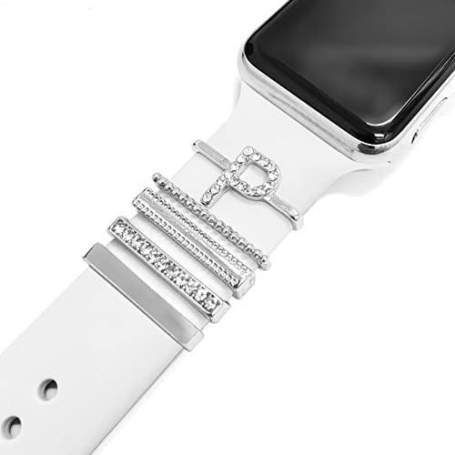 Boucles d'anneau décoratives en acier inoxydable Bijoux Accessoire de bracelet de montre Compatible avec Apple Watch Bracelets en Charms pour Galaxy Watch Band Fit for All Watch Bands Letter P