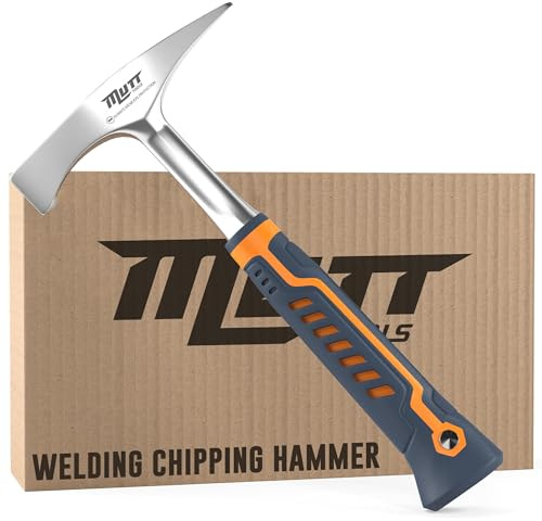 Mutt Tools 14oz Head Weight Welding Chipping Hammer - Professional Slag Hammer for Welders - Forged Steel Impact Tool for Metal Work - Welding Hammer