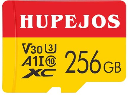 HUPEJOS 256GB Memory Card, SD Card, Memory Card, Expanded Storage for Dash Cameras, Red