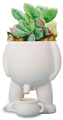 LEVDRO Piss Pot Planter, Nouveauté Pipi Planteur Pot - Verser de l’Eau, Pipi Funny Vase, Taille du Jardin 5,3 » 13,5 cm, Pot de Fleur Funny Vase Home Decor (White)