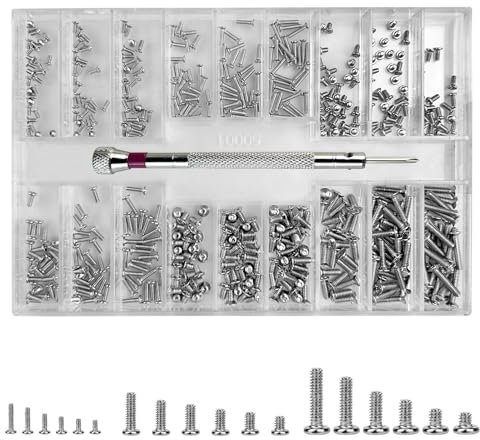 Diompirux 500 Pièces Kit de Vis de Réparation Minuscule Micro, avec Tournevis Cruciforme, vis à tête ronde avec Boîte Combinée, pour réparer des lunettes, des montres, des téléphones portables
