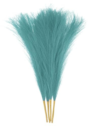 QUARKZMAN 4 stycken konstpampasgräs 43 cm, 6 stjälkar, konstgjorda, falskt torkat pampasgräs, dekor för golvvas, bröllopsdekoration, heminredning, blå grön